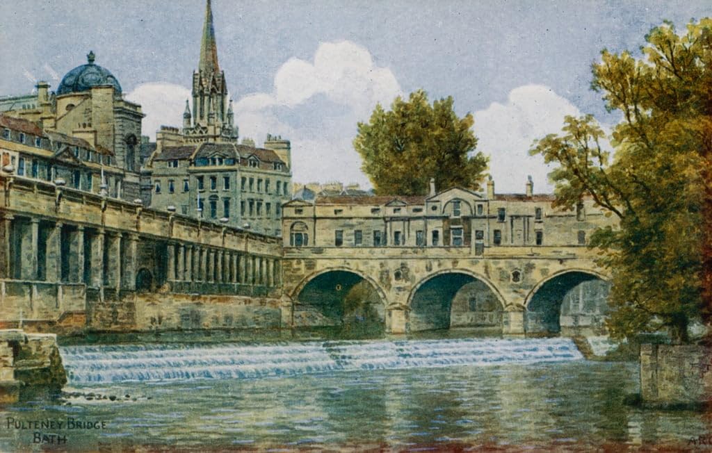 XSBPDPII Classic Painting Modern Artwork Wall Art Canvas Poster Pulteney Bridge Bath by Alfred Robert Quinton Poster Artworks for Office Decor 60x90cm