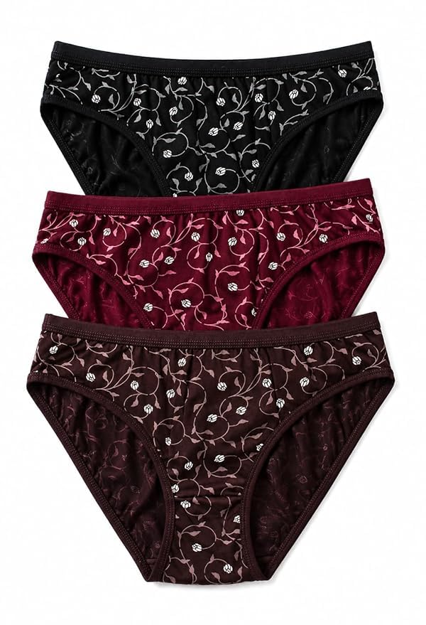 Women Comfortable Breathable Cotton Innerwear Pack Soft Stretchable Underwear Panty Combo Set Lightweight Skin Friendly Fabric 3 Piece Combo Set-image-6