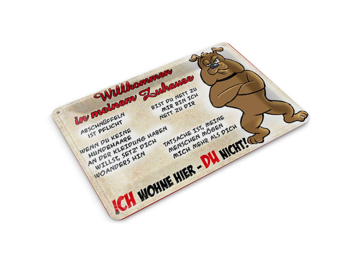 Femer Tin Postcard Notice 14 x 10 cm Dog I Live Here You Not Decorative Sign