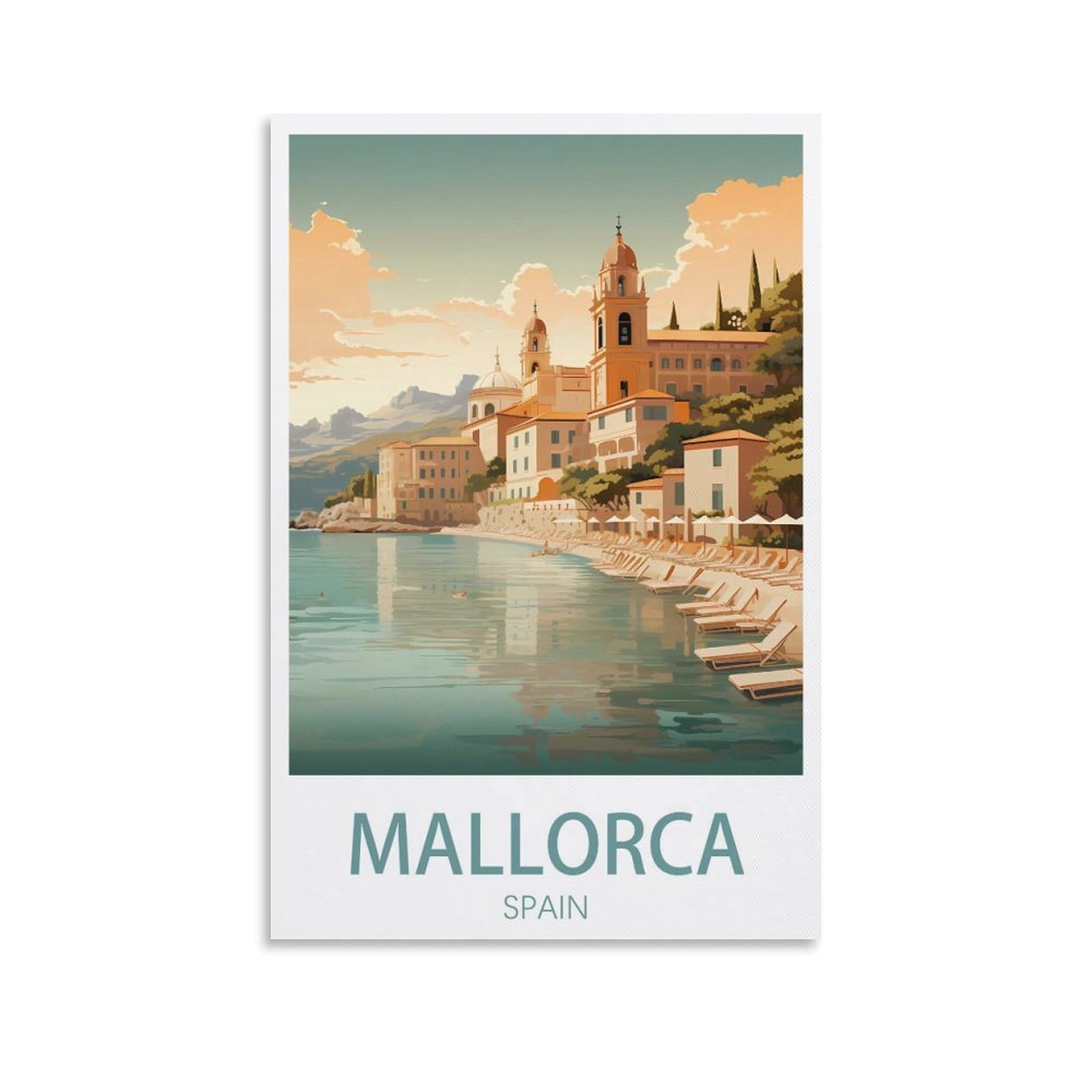 Puplum Unframe-Style Majorca Spain Vintage Travel Posters Landscape 12X18inch(30X45cm) Canvas Wall Art Posters For Living Room Decor Paintings For Home Decor