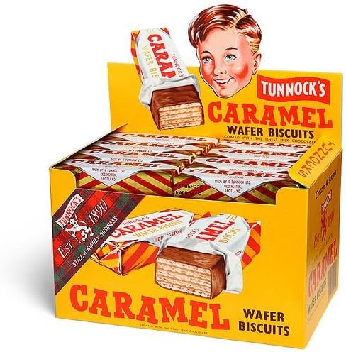 Tunnock Milk Chocolate Coated Caramel Wafer Biscuits 30 g (Pack of 48)