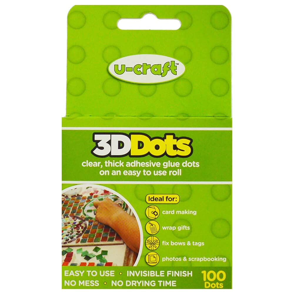 3D Glue Dots - 100 permanent glue dots on a roll - Double-sided, Sticky, Adhesive Dots for Creative Hobbies, Arts & Crafts & Other Projects
