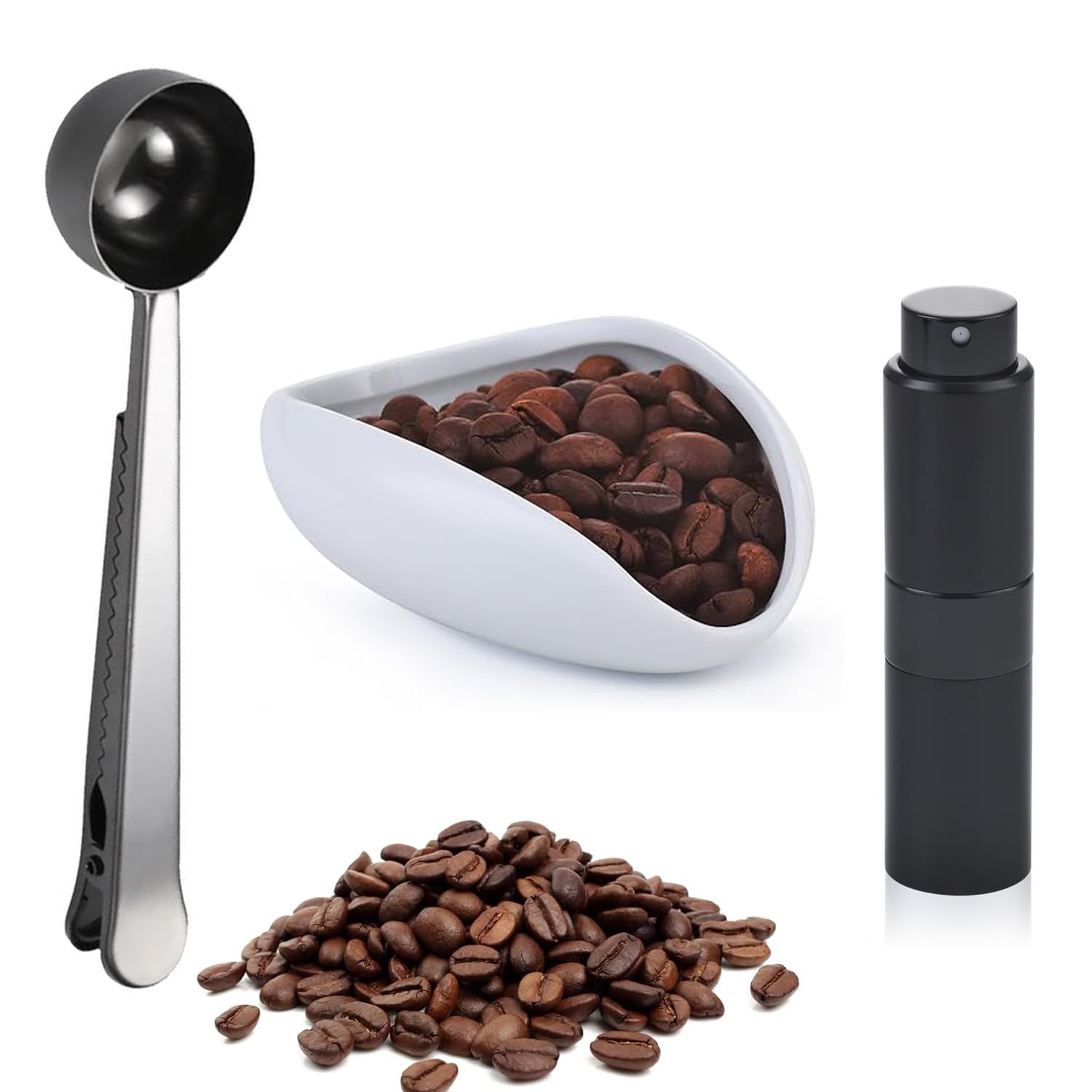 Coffee Bean Dosing Cup,Coffee Scoop with Clip,Spray Bottle Set, Espresso Accessories Coffee Accessories for Coffee Bar