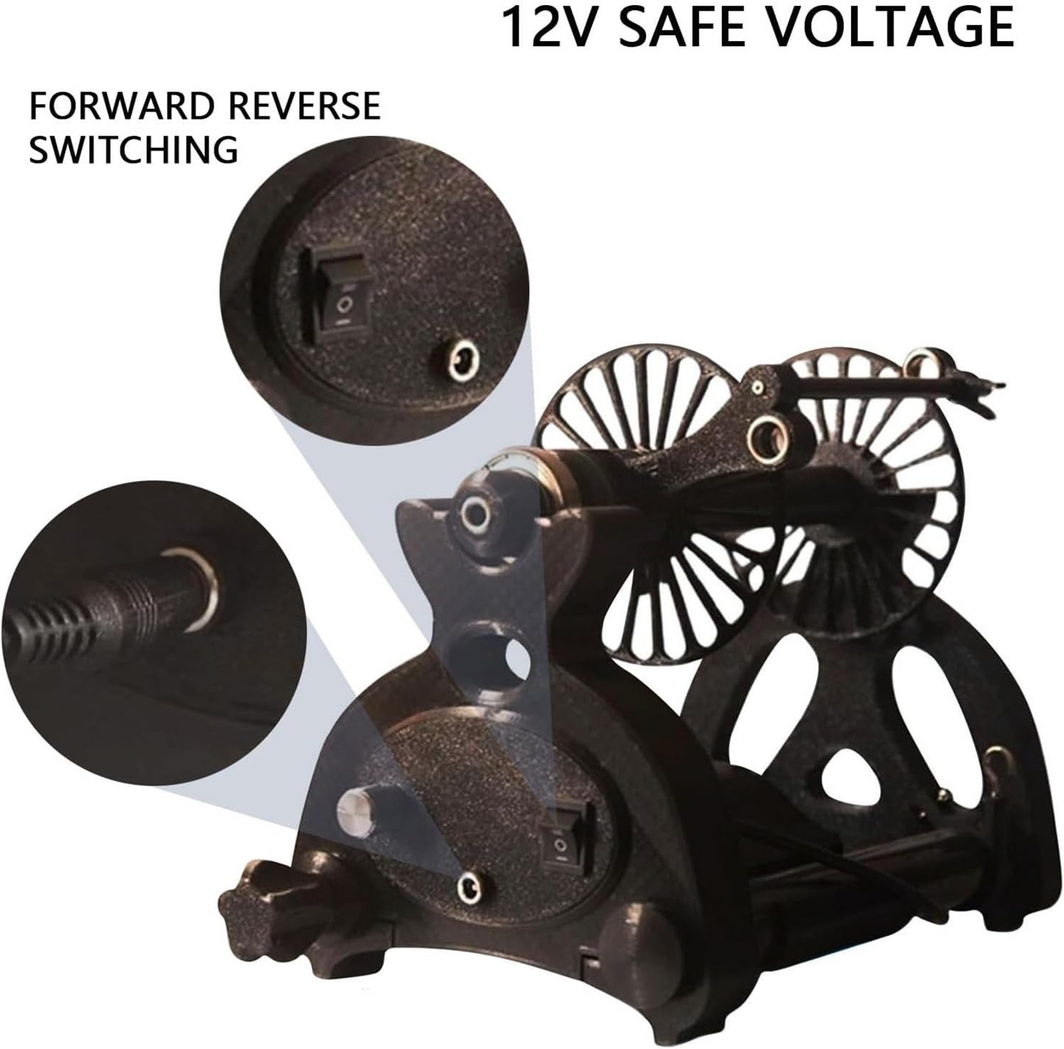 Filatore Elettrico per Filati, Ruota Di Filatura Automatica, Avvolgitore per Palline Di Lana per Filati, Mini Filatore per Lana, Commutazione Avanti E Indietro,Black