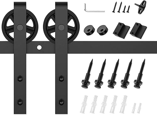 Miniatura 7 de Kit de herrajes para puerta de granero de alta resistencia de 6.6 pies, kit de herrajes para puerta corrediza de granero para puerta de granero