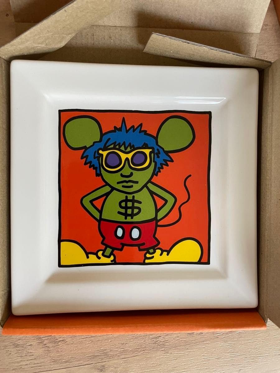 キース・ヘリング展 スクエアプレート アンディ・マウス 皿 現代ポップアート T