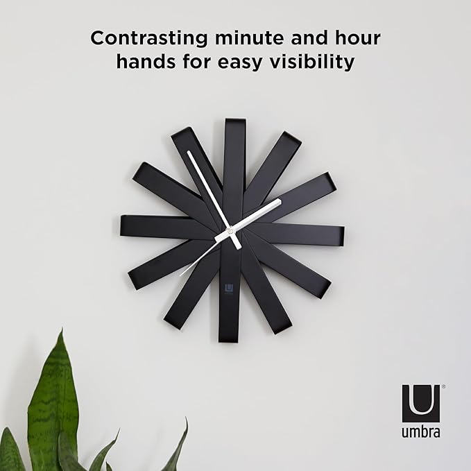 Reloj de Pared Umbra Ribbon 12" Analógico Silencioso Negro miniatura 7