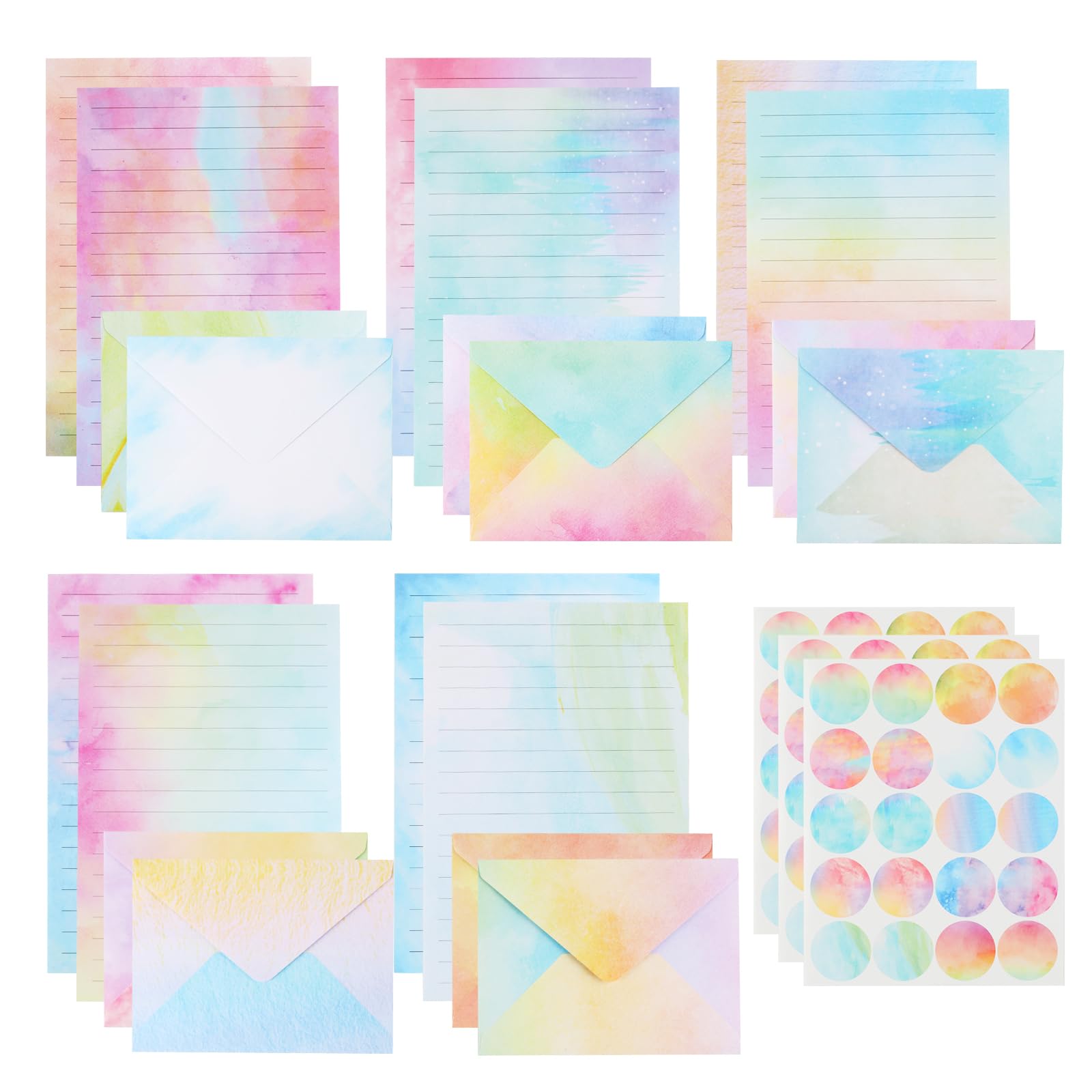 160 PcsLetter Writing Paper and Envelopes Sets, Watercolor Letter Writing Set, Stationery Paper and Envelopes Set, Watercolor Letter Papers, for Valentine's Day Office Stationery Set for Women (B)