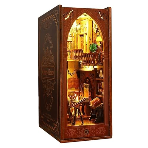 Kit de recanto de livro LED, suporte decorativo para livros, suporte de madeira 3D para adultos - in
