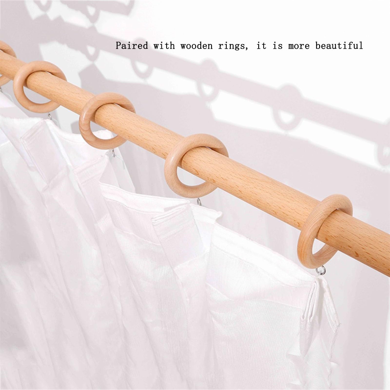 Tringle extensible en bois massif de 25 mm pour rideaux et ains, idéale pour la décoration de la maison, 280 cm