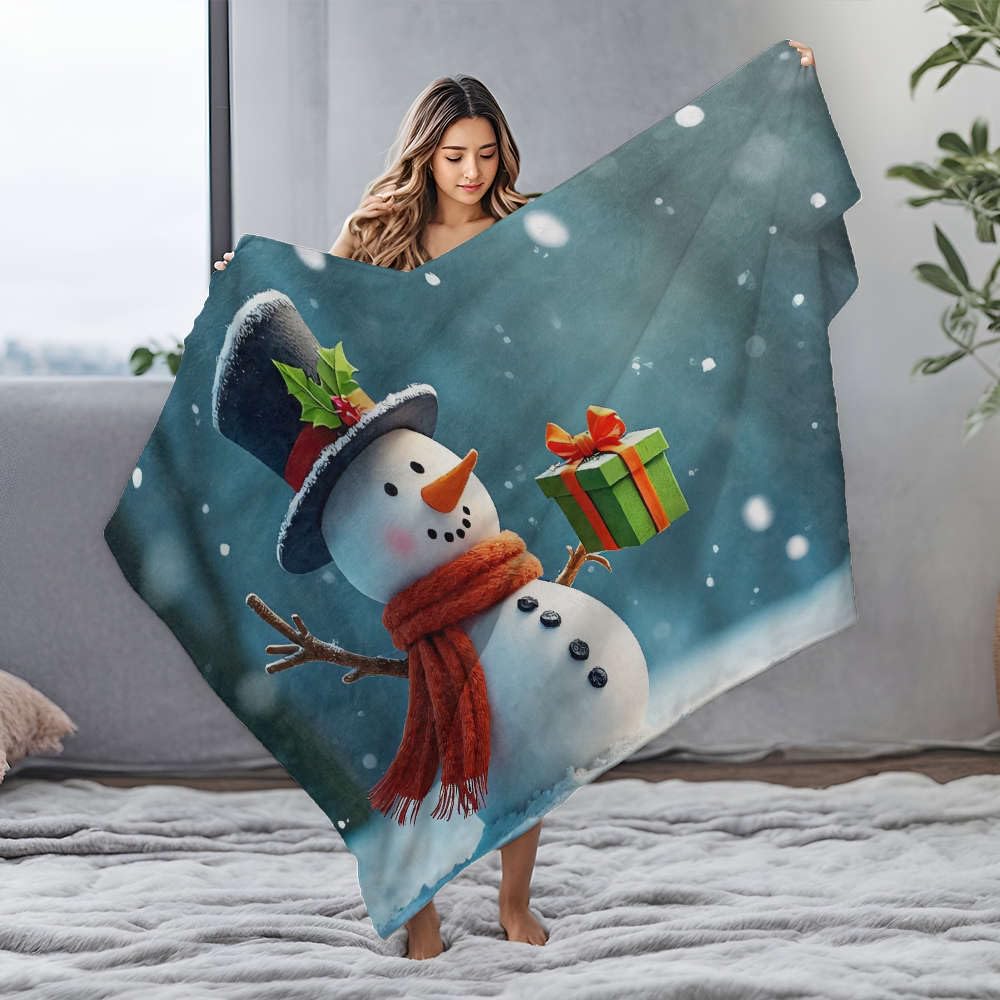 Plaid bonhomme de neige en flanelle pour vos soirées canapé