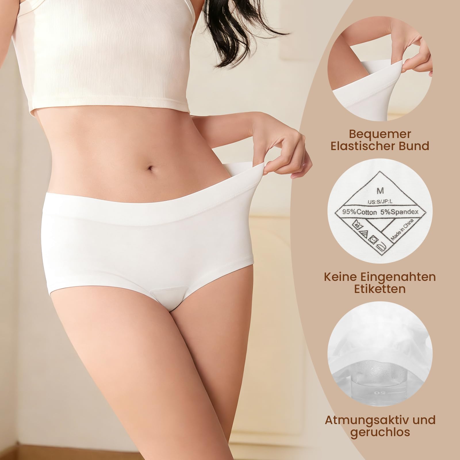 Pack de 6 Boxer Mujer Algodón Ropa Interior Boxers Short Corto Elástico