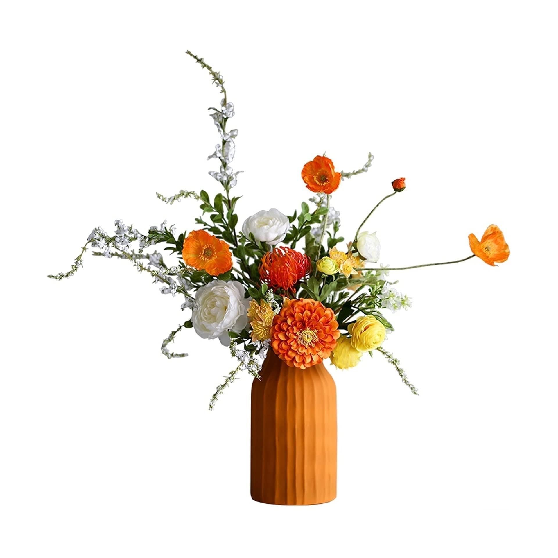 MYUYEE Realistic Artificial Flower Silk Flowers With Vase Faked Flowers Arrangement, Home, Wedding, Restaurant Decoration