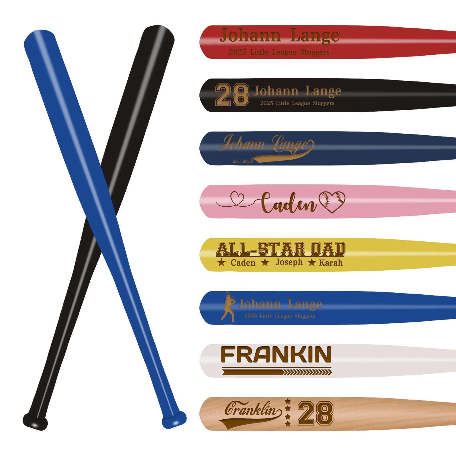 Mini battes de baseball personnalisées en bois 45,7 cm Tee Ball Entraîneur Team Training Games Gravé Cadeau