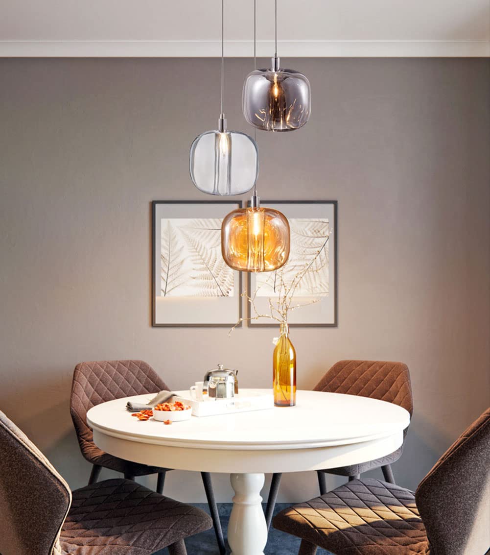 Lampa wisząca ze szkła bursztynowego Nowoczesna lampa sufitowa w kształcie dyni Żyrandol w stylu Art Deco do wyspy kuchennej i salonu 1 Oprawa oświetleniowa Stylowe oświetlenie domu