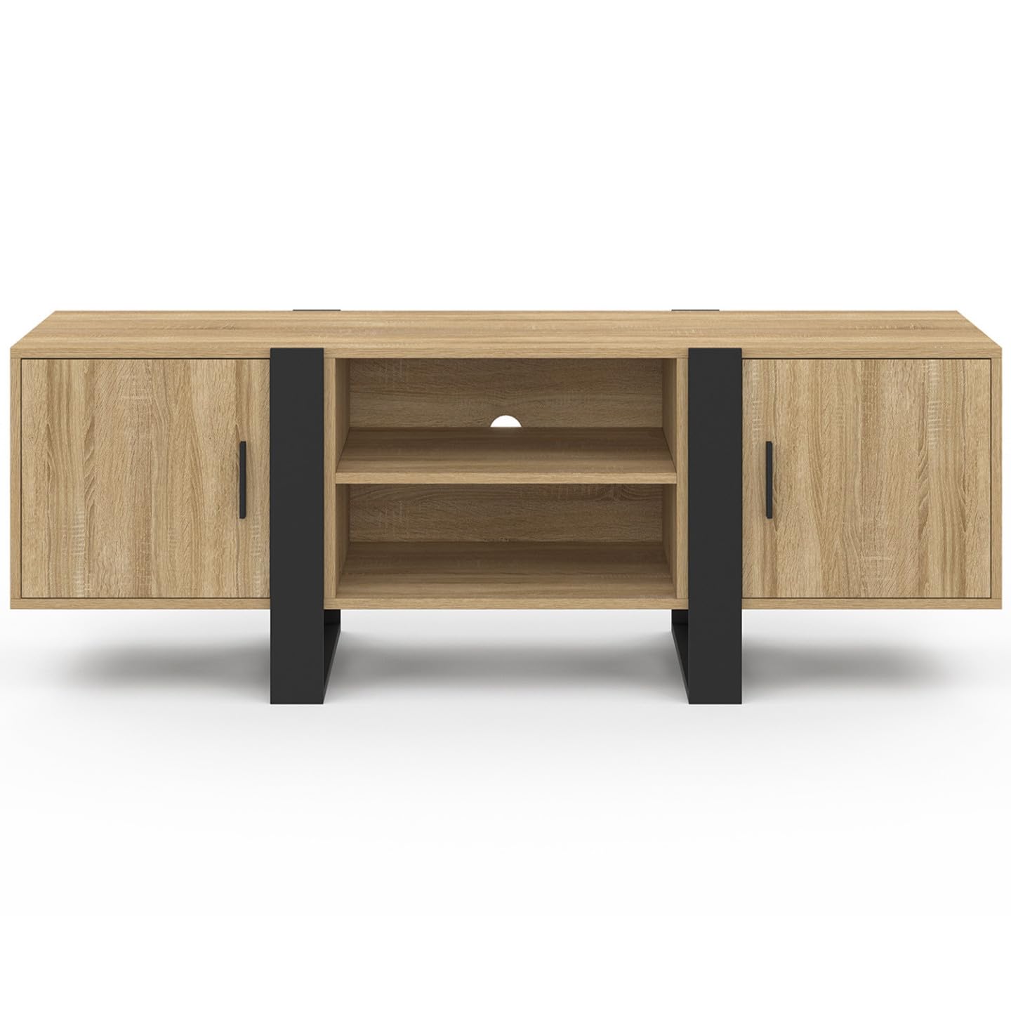 IDMarket - Meuble TV 140 cm Phoenix 2 Portes Bois et Noir