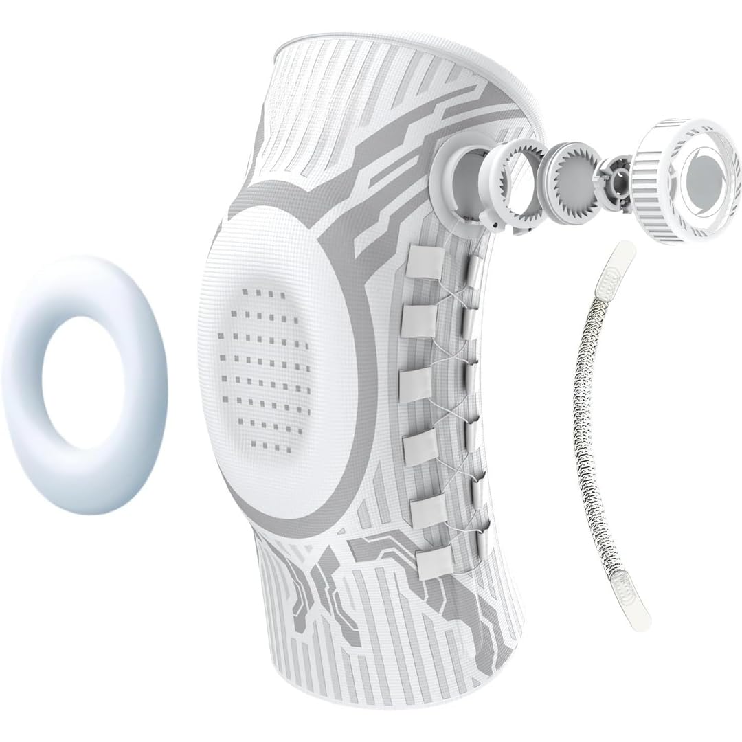 MEIION Sanovie STABILIX PRO Genouillère avec Bouton de réglage Rapide, Soutien par Ressorts et Rembourrage en Gel, Confort Respirant, Soutien Polyvalent pour Activités Sportives Unisexe (G/D)