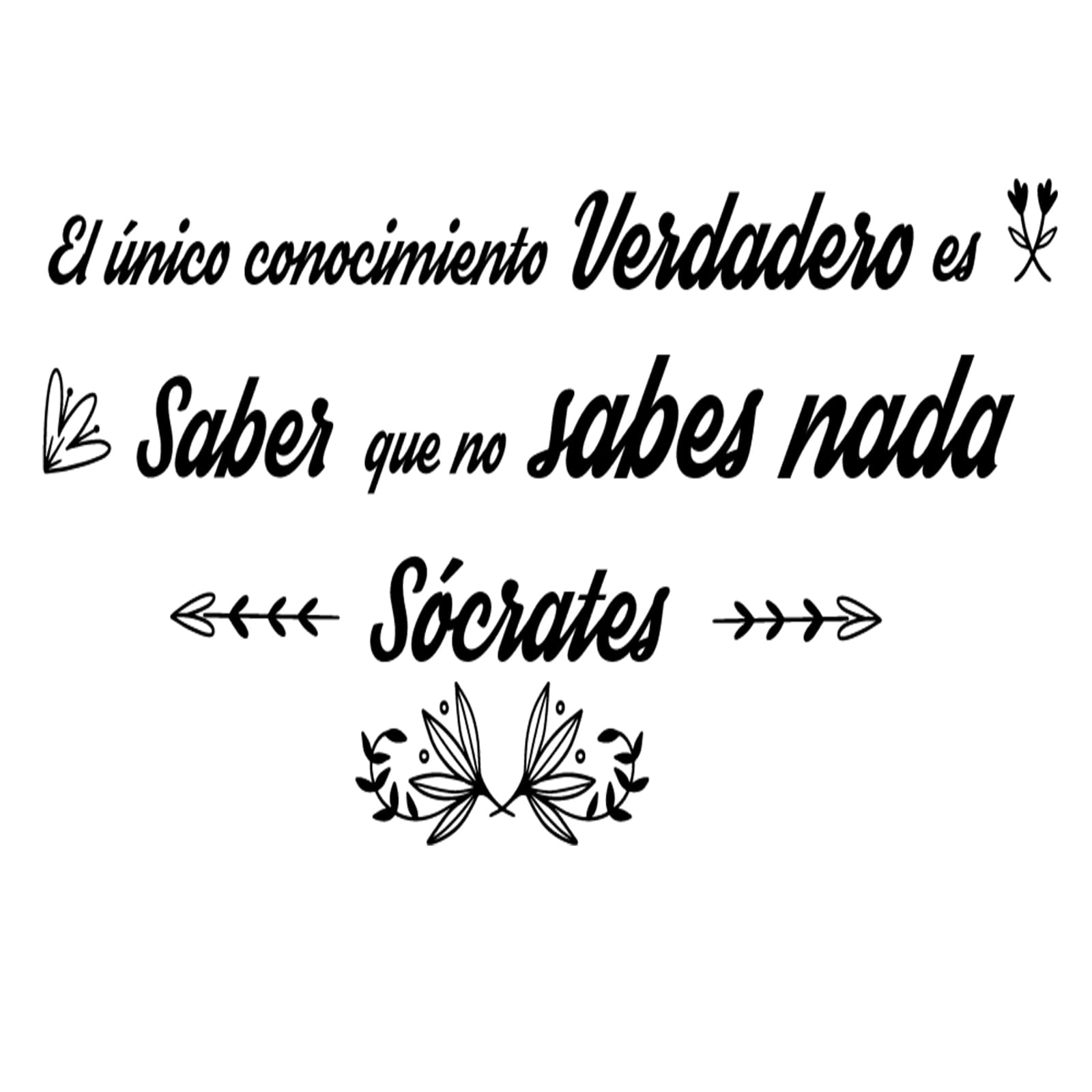 Pegatina decorativa habitación .Pegatina pared frases decorativas. Vinilo decorativo frase motivadora. Vinilo adhesivo habitación Frases célebres(EL ÚNICO CONOCIMIENTO)
