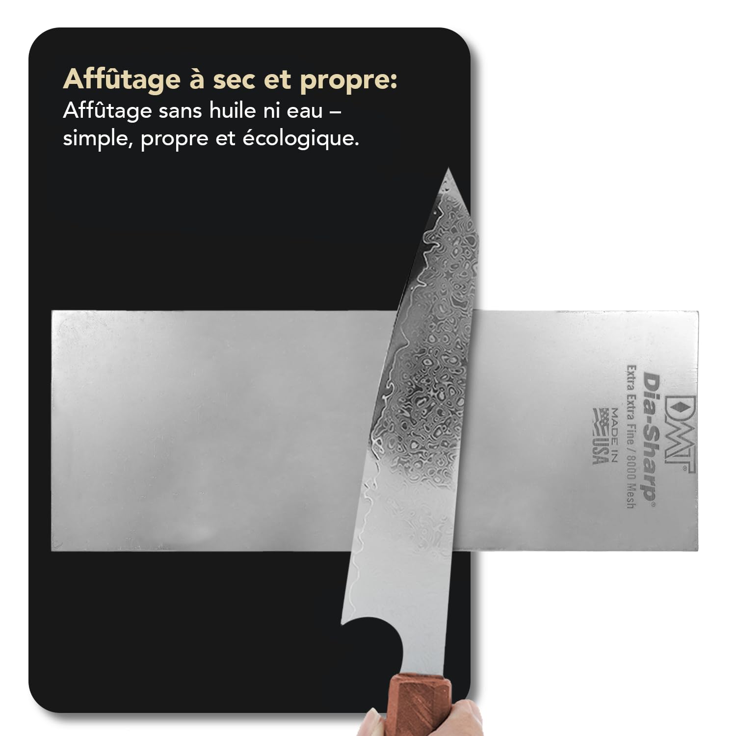 DMT Dia-Sharp® Pierre à Aiguiser Diamant 8" Extra-Extra-Fin | Aiguiseur de Couteaux Qualité Pro | Pierre 20 cm pour Couteaux et Outils | Made in USA | D8EE