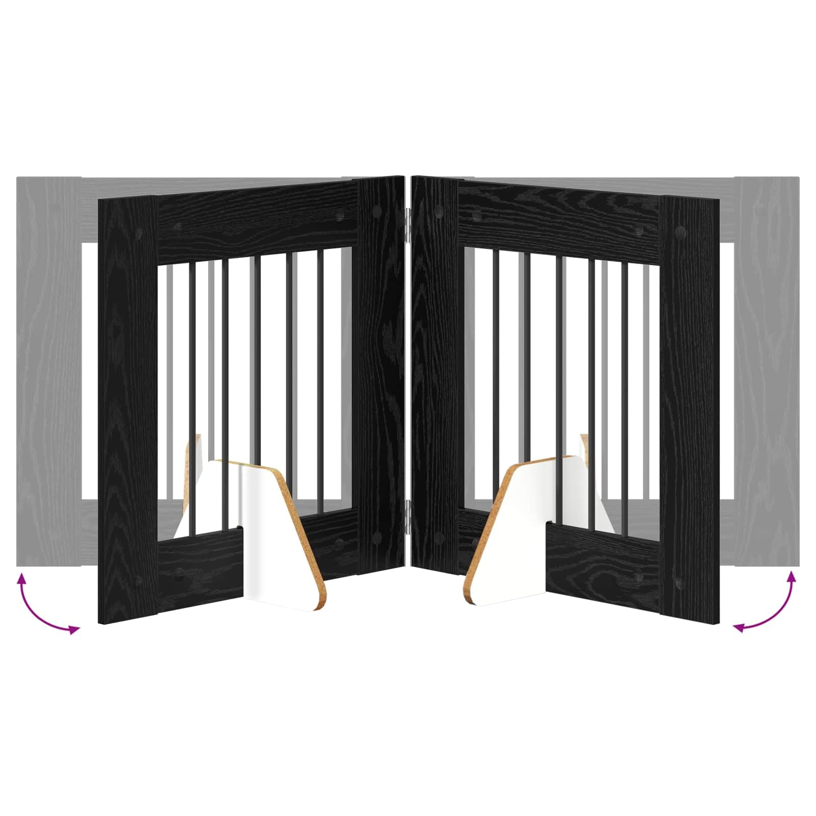 Puerta para perros con soporte de madera de roble negro, 60 x 60 cm, 2 unidades, plegable y ahorra espacio, para uso en interiores como barrera y protección en el salón