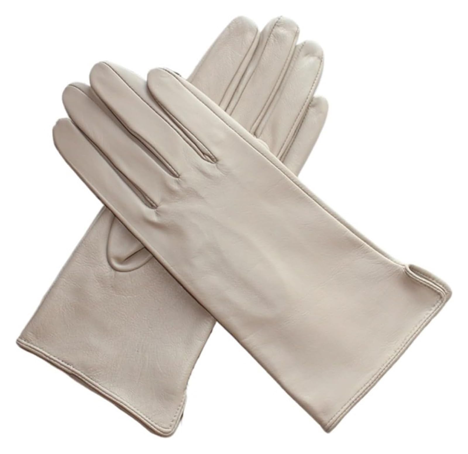 MEMEM Leather gloveLeather Gloves Women's Sheepskin Touch Screen Unlined Thin Fashion All-match Solid Color Riding And Driving Gloves(Beige,M)