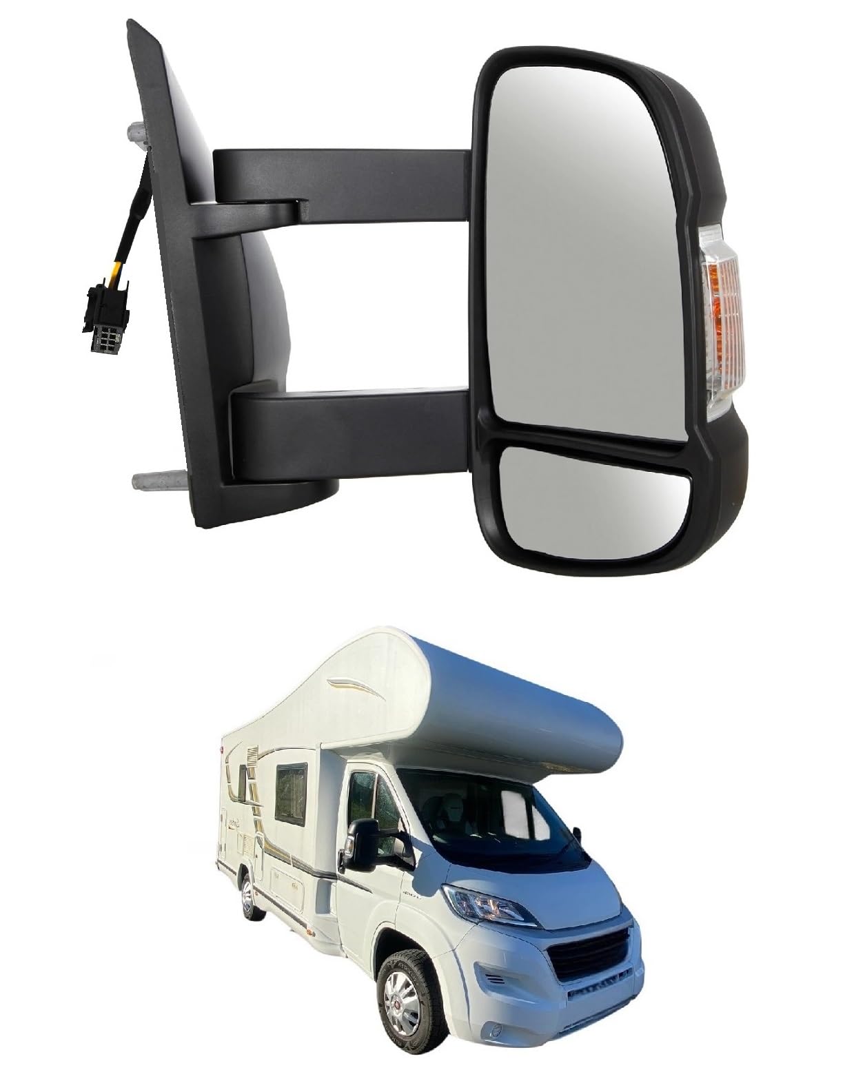 Specchietto Manuale Destro CAMPER DUCATO Retrovisore DX Dal 2006-2024 Braccio lungo,Freccia Integrata
