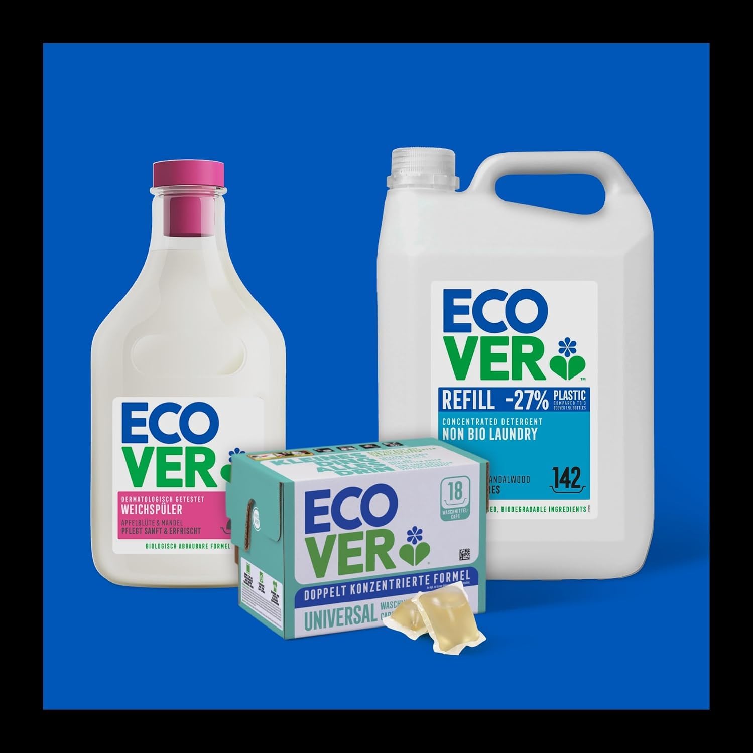 Ecover Detergente universal concentrado de lavanda (3 kg/40 lavados), detergente completo con ingredientes a base de plantas, detergente en polvo para ropa blanca natural profunda