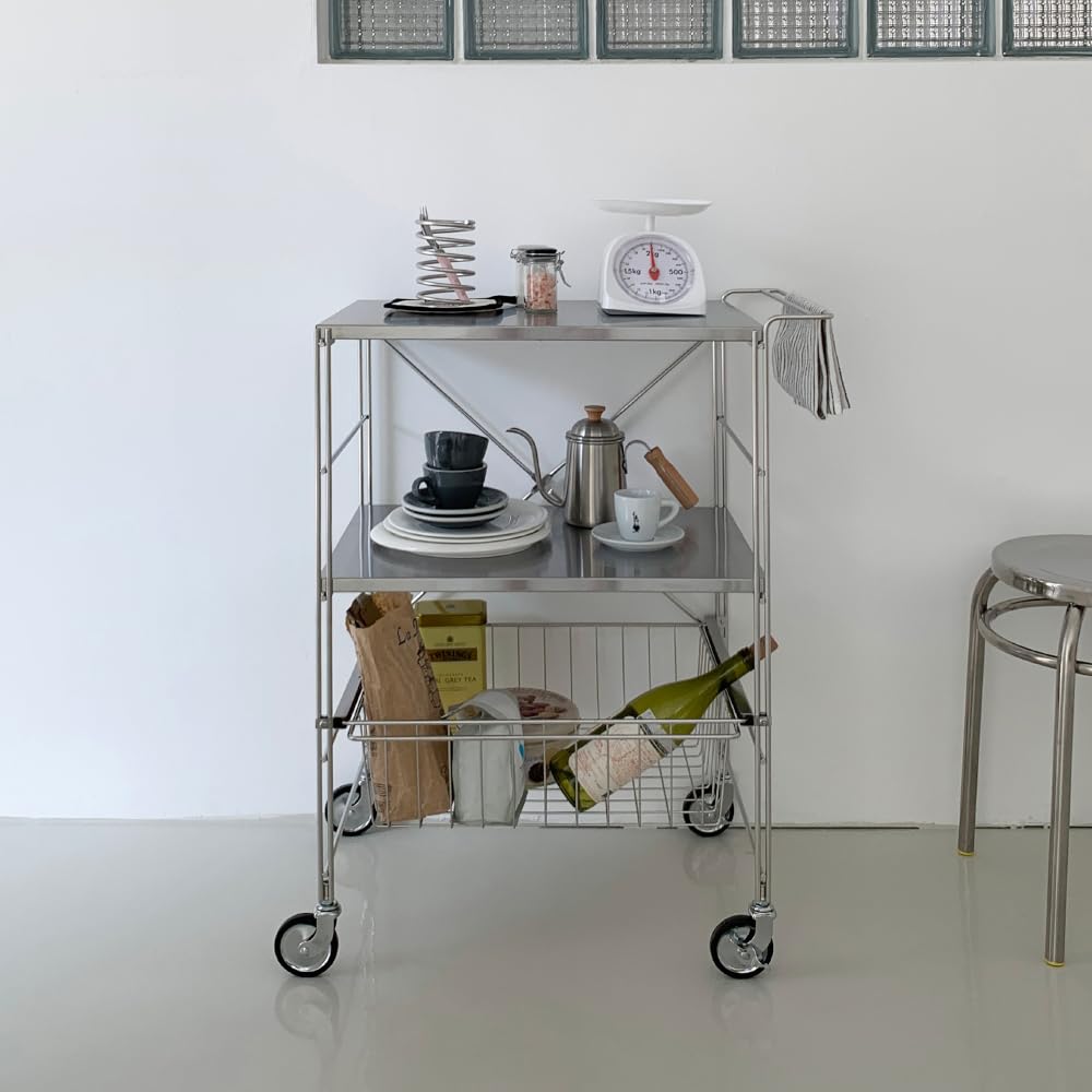 Amazon.co.jp: O'gre オグレ フラットステンレス3段トロリー 韓国