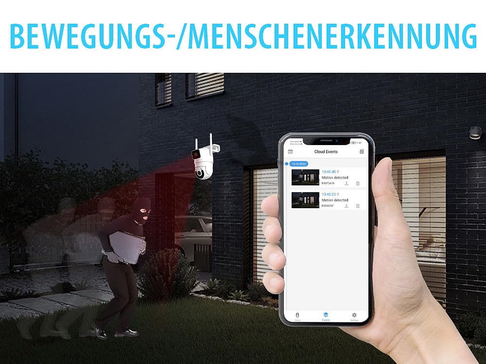 7links 2K-Überwachungskamera: 2er Dual-Objektiv-IP-Außen-Kamera, 2X 2K, 3MP, Pan-Tilt, 360°, WLAN (Dual-Objektiv-Überwachungskamera, Panorama-außen-Überwachungskamera, SD Karte)