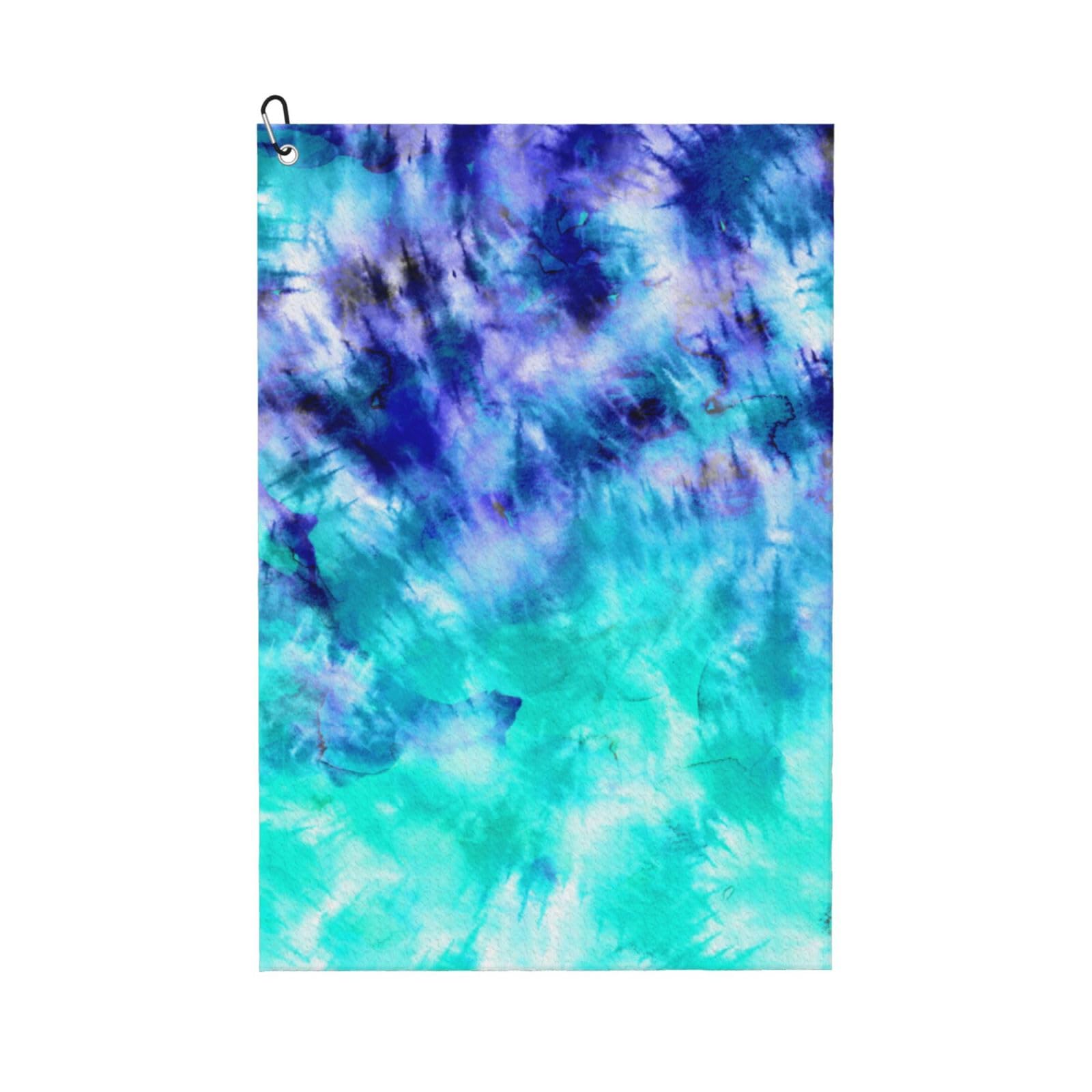 Hnnkloy Watercolor Teal Blue Tie Dye, 16x24 in Portable Waffle Golf Towels with Carabiner Clip for Golf Bag
