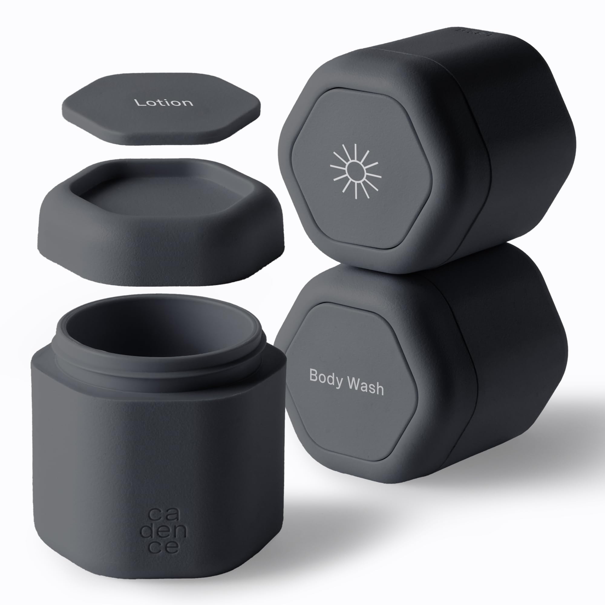 Amazon.com: Cadence Travel Containers, 3 Medium (1.32oz), Charcoal