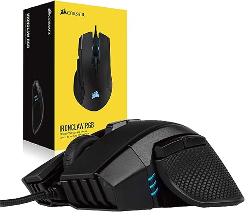 Vista 7 de Corsair Ironclaw RGB - Mouse para juegos FPS y MOBA - Sensor óptico de 18,000 DPI - LED RGB retroiluminado, negro