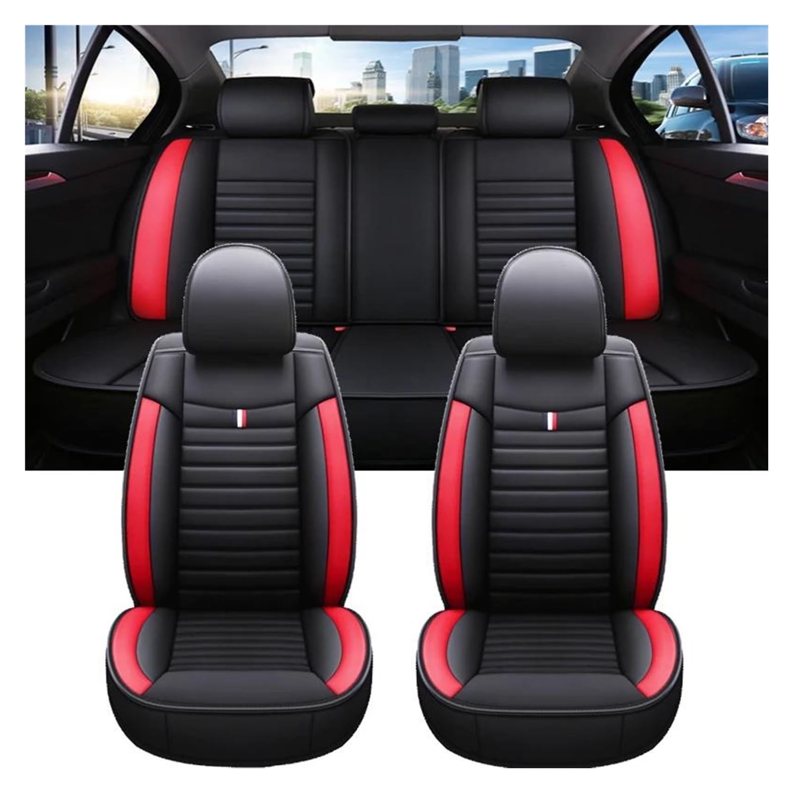 Housse De Siège De Voiture Accessoires Automobiles Détails Intérieurs pour Fiat pour Punto Imperméable Protege Siege Voiture Housses (Couleur : Black Red 5 Seat, Taille : SE)