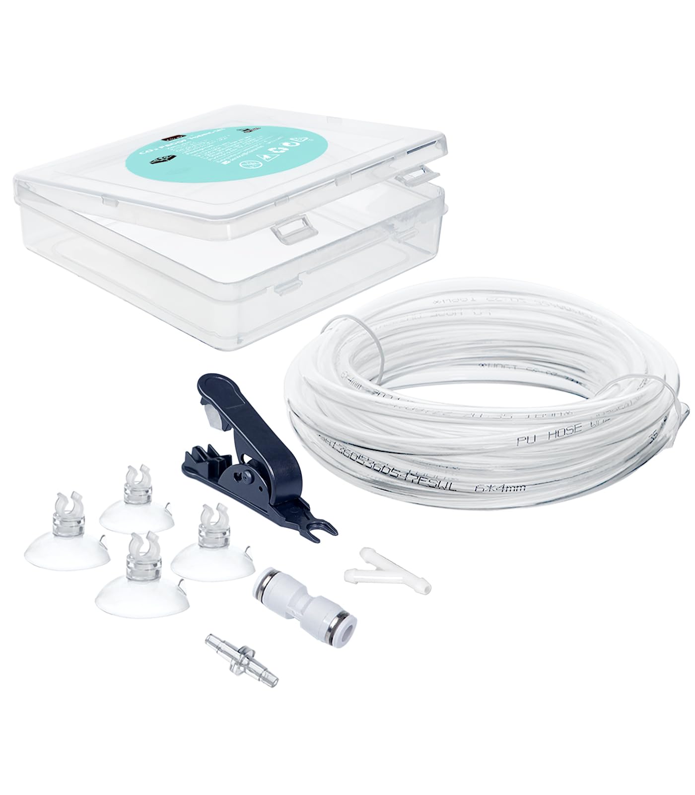 ClsceaAquarium Premium CO2 Proof Tubing PU Rigid Tube Clear 4/6mm 5m (16ft)