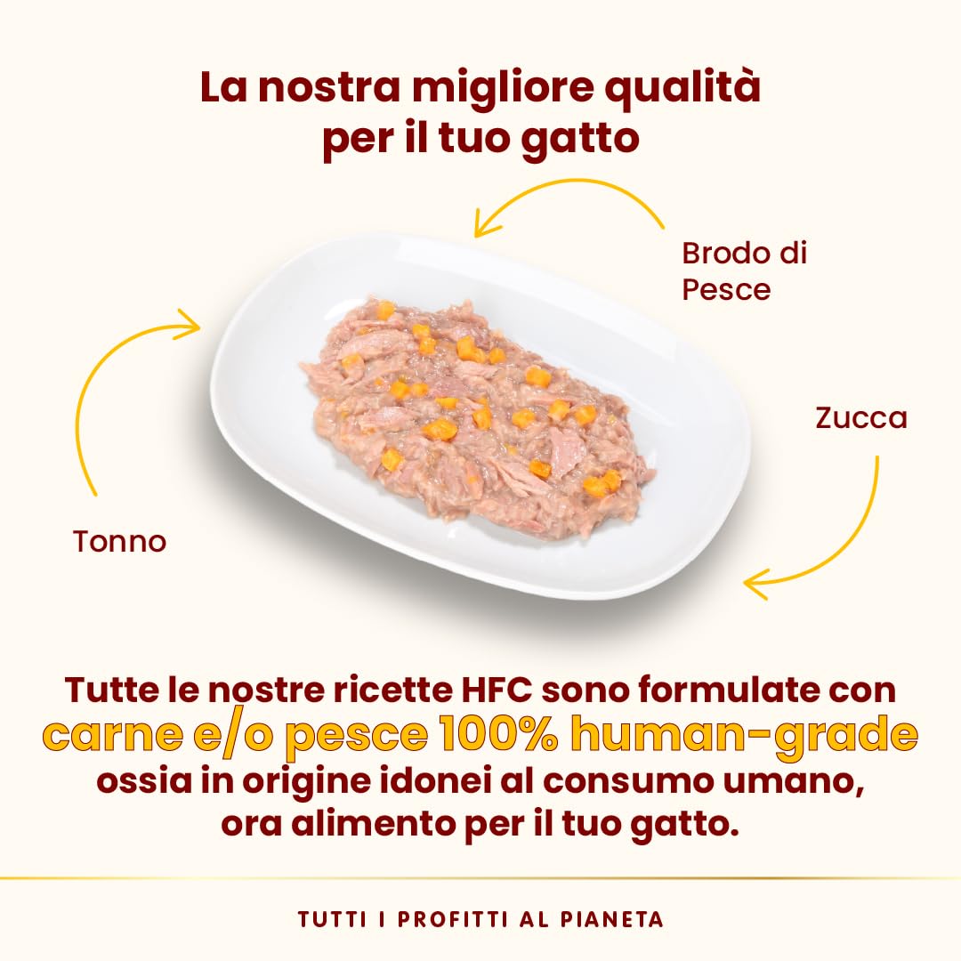 Almo Nature HFC Complete, Alimento Umido per Gatti Adulti - Tonno con Zucca, Senza Glutine- 70g, Confezione da 24