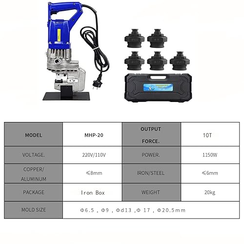 Miniatura 3 de YUEWO Perforadora hidráulica eléctrica, perforadora de metal para placa de acero Placa de hierro Placa de aluminio, Máquina de perforación 14"-45",