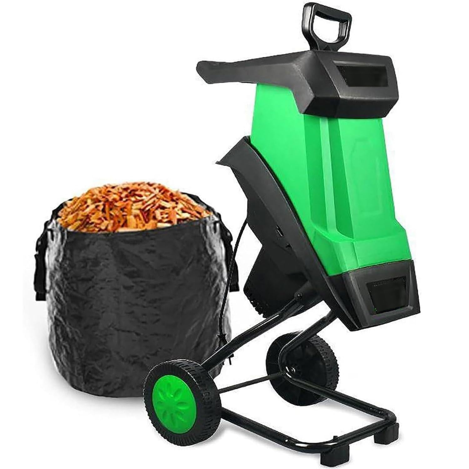Astilladora Eléctrica 2400w con Bolsa 50l,Trituradora De Madera para Huerto Y Jardín,Corte Rápido 4500 RPM,Protección contra Sobrecargas,Convierte Desechos En Mulch Nutritivo,Chippers+10mWire