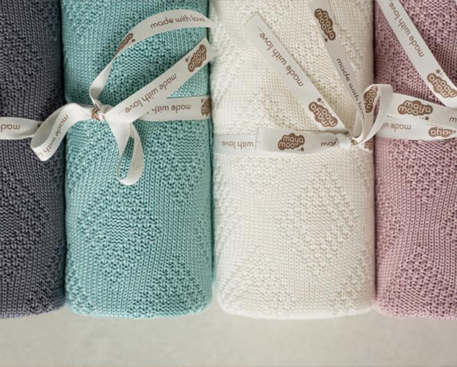 Maya Moo Premium Baby Blanket 100% amboo Blanket for Baby Newborn Girl Boy Girls Boys Ecru Pink Grey Mint Green Beige (Beige) - Image 3