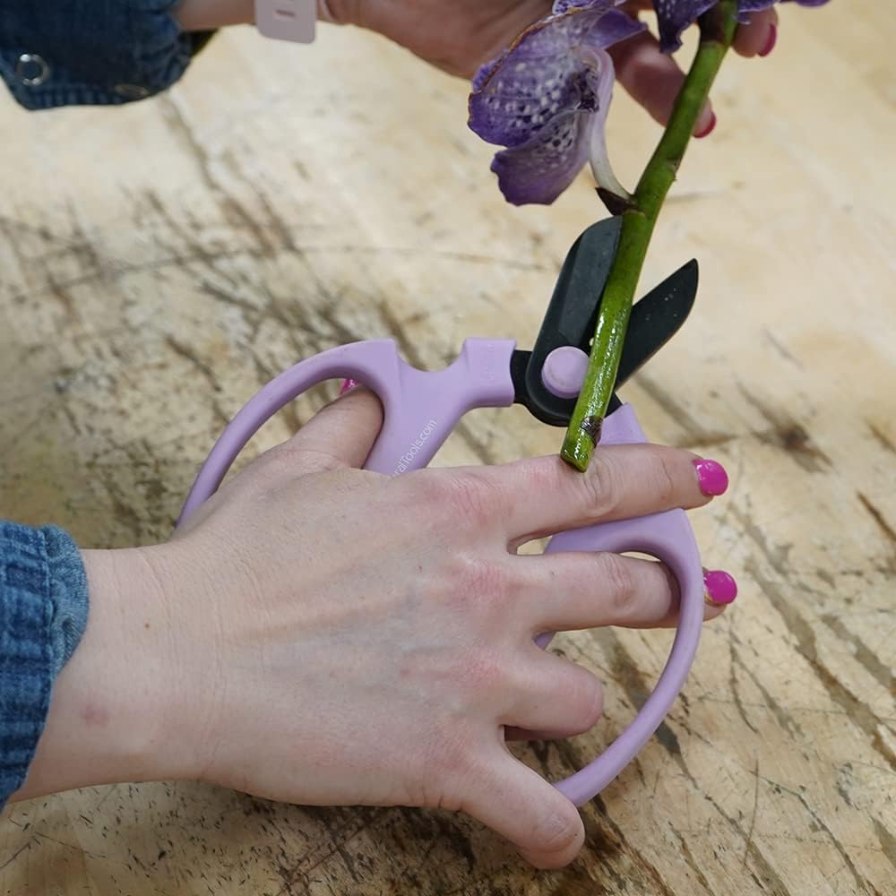 Flower Scissors With Black Carbon Steel Blades 6.7 Inch, Snapdragon (Lavender)