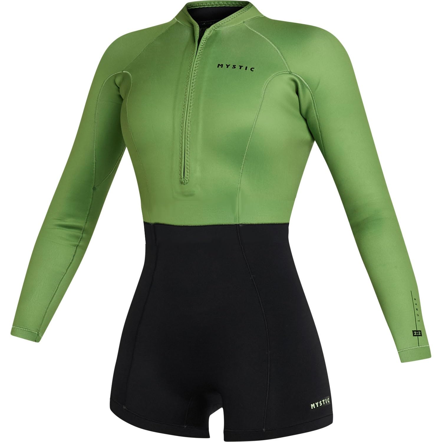 Mystic Lunar - Traje de neopreno corto con cremallera frontal de 2/2 mm para mujer, color verde suave