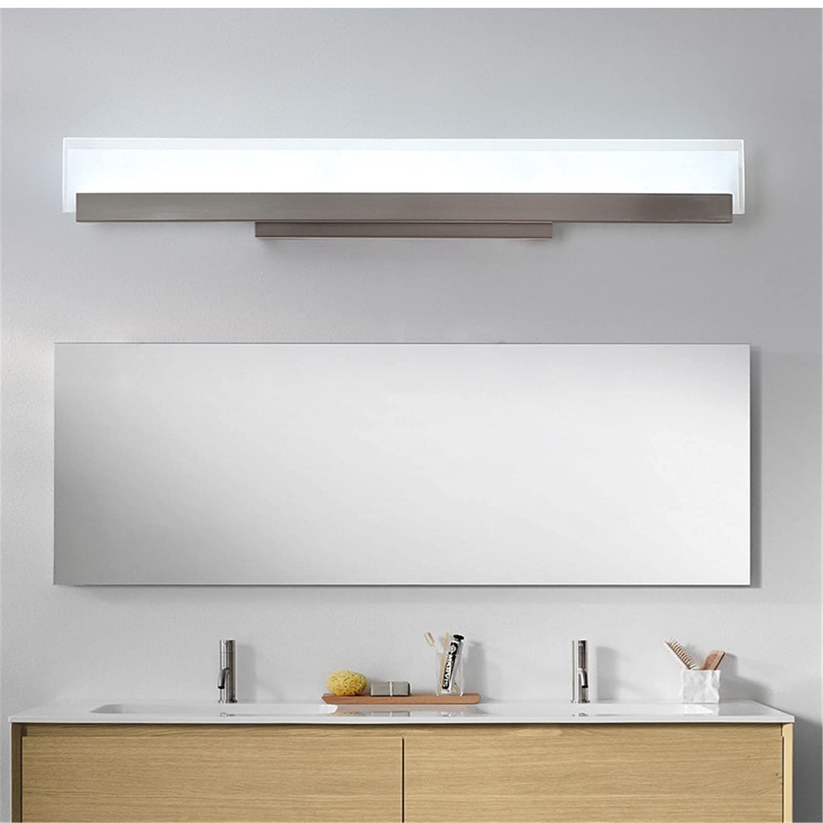 Led Mirror Light 56Cm Nordic Silver Artwork Picture Light Study Room Wodoodporne Światło Ścienne Lampa Do Szaf Lustrzanych