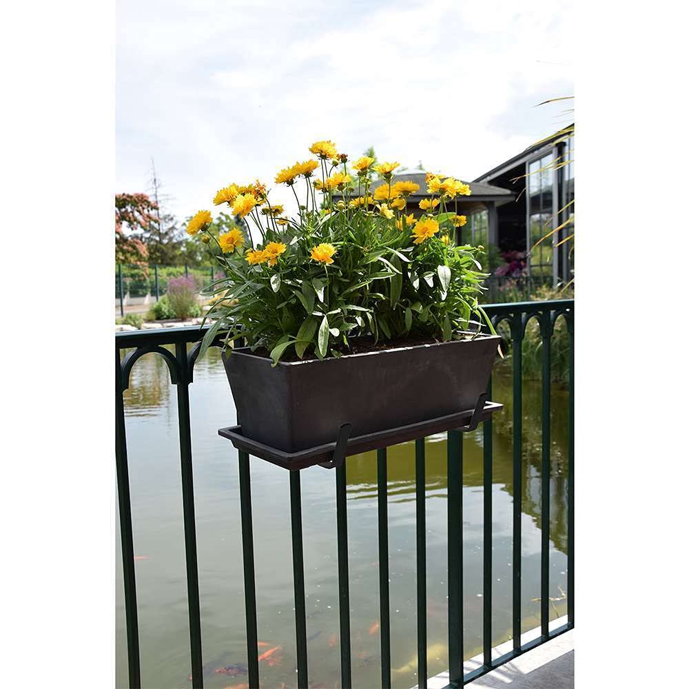 Louis Moulin Support jardinière Fer Plat Fixations réglables 35x18 cm - Anthracite - Made in France, Unique