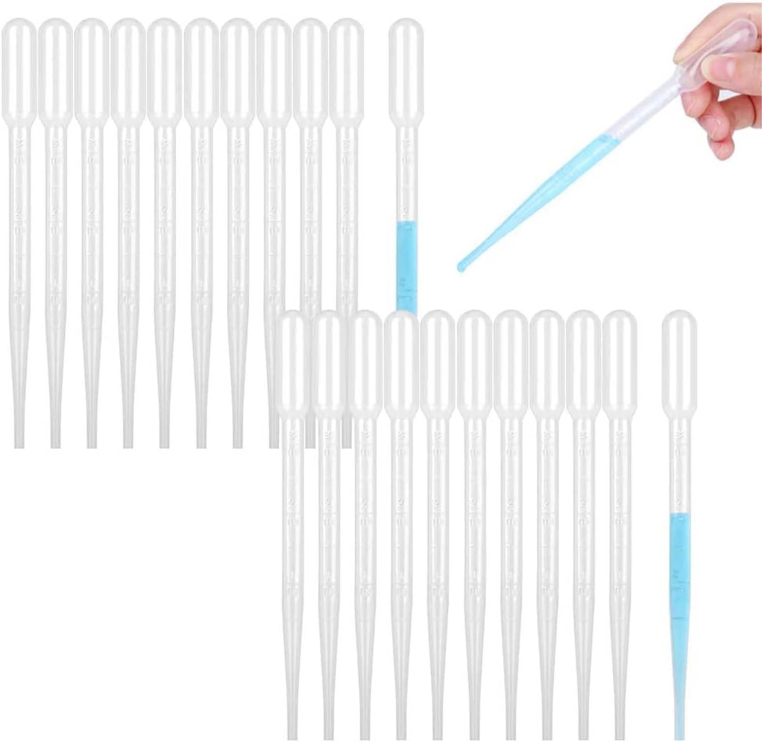 ovsor 50PCS Plastic Disposable Transfer Pipettes, 3ml Calibrated Pipette Dropper for Essential Oils, Science Laboratory, DIY Art, Make up Tool