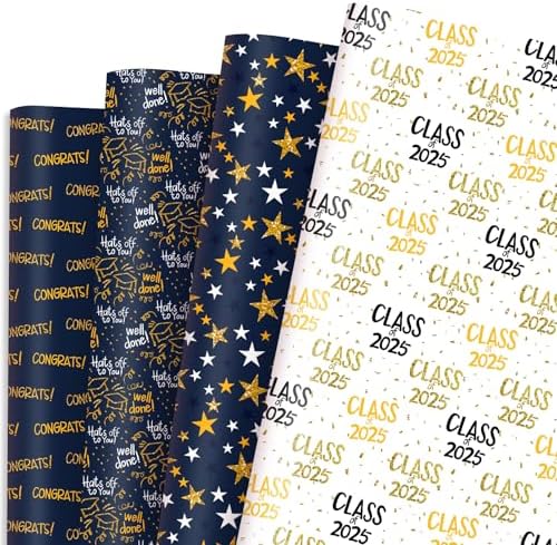 Dtiafu Graduation Wrapping Paper 2025 Grad Gift Wrap Paper Bulk Navy Blue Designs for School College – 20 x 28 Inch Per Sheet (8 Sheet) Dtiafu Graduation Wrapping Paper 2025 Grad Gift Wrap Paper Bulk Navy Blue Designs for School College – 20 x 28 Inch Per Sheet (8 Sheet)