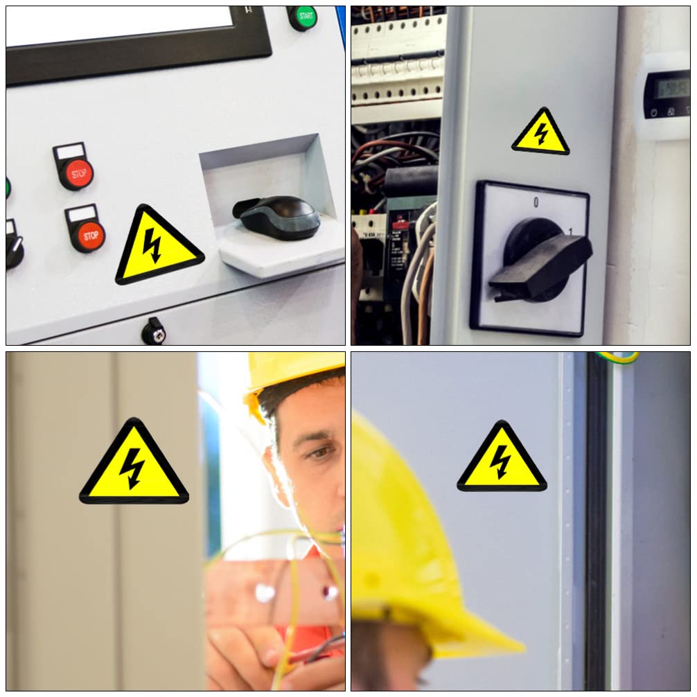 Tofficu Lot de 20 Étiquettes Autocollantes Jaunes de Précaution pour Panneaux Électriques, Adhésif Résistant Symbole de Danger Haute Tension pour Chantier et Domicile