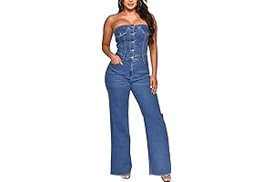 Chic and Confident: Women's Strapless Denim Romper