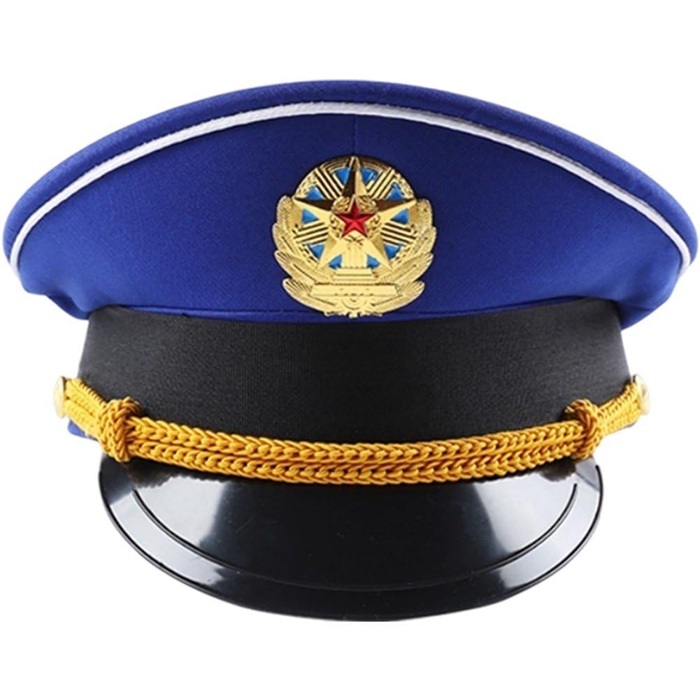 Dinntty Navy Officer Cap, Adjustable Army Cap Peaked Officer Hat Badge Military Cap Halloween Performance Ceremonial Hat