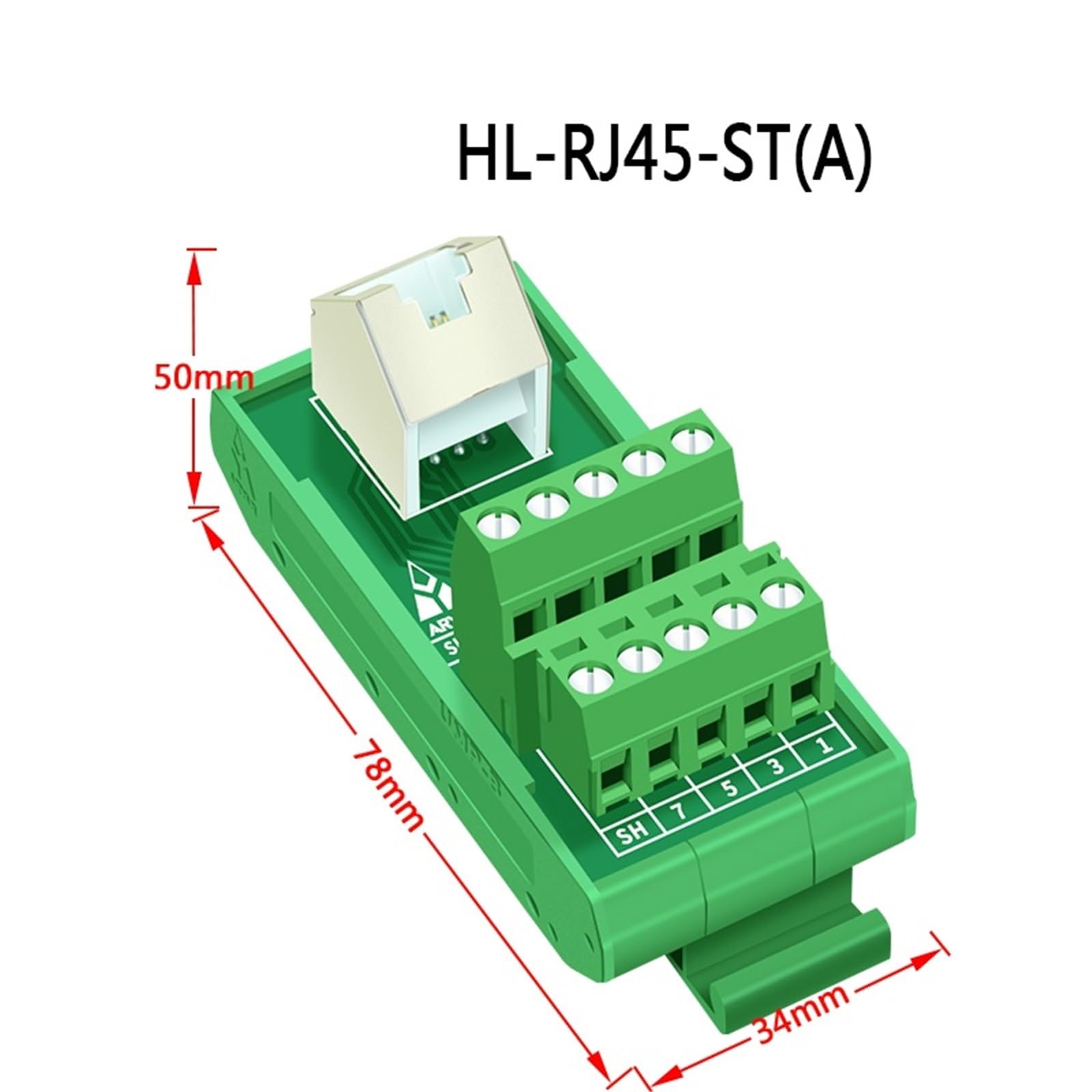 Uchwyt na szynę DIN RJ45 żeński do wkręcania listwy zaciskowej RJ45 45 stopni panelu obejściowego (HL-RJ45-ST-A)