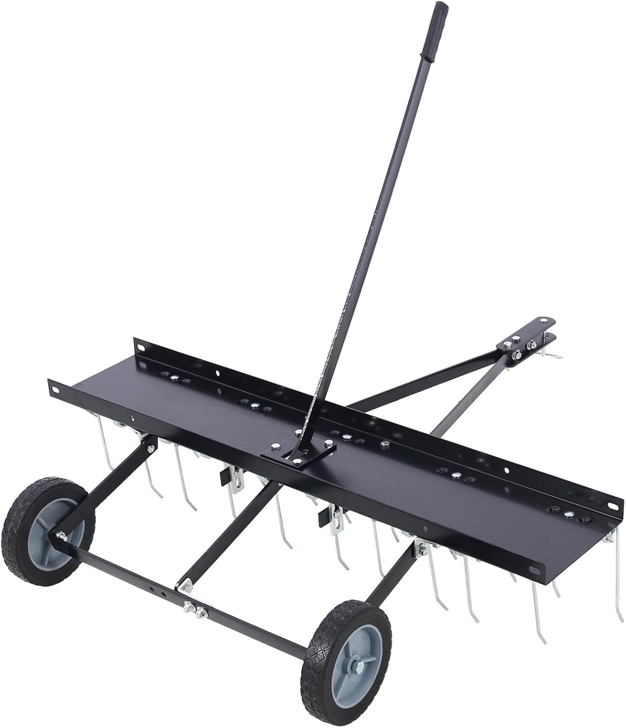 SPOFLYINN 40 Inch Tow Behind Dethatcher Effort Saving Wheel Structure Easy