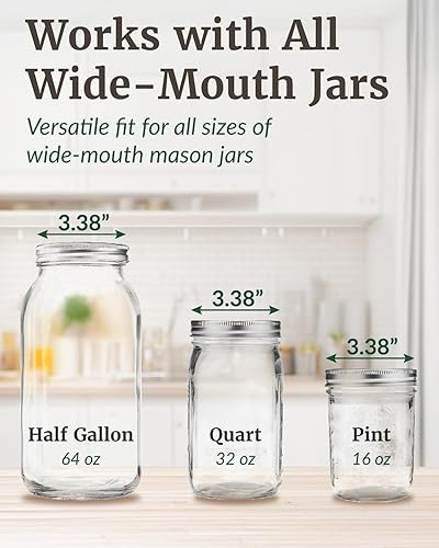 Miniatura 4 de Elementi Juego de 2 tapas de fermentación - Kit de fermentación para frascos Mason de boca ancha, chucrut, esclusas de aire para tapas de